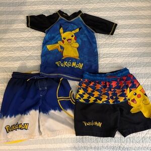 Pokemon Kids Swim Trunks Set - Blue, Black, and Yellow